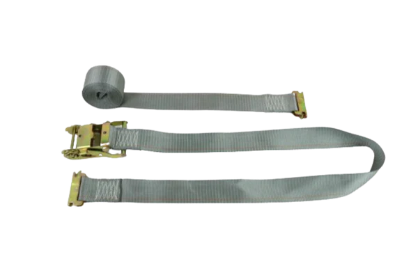 2" x 16' Gray E-Track Ratchet Strap Assembly for Interior Van Cargo Securement - 1,466 lbs WLL