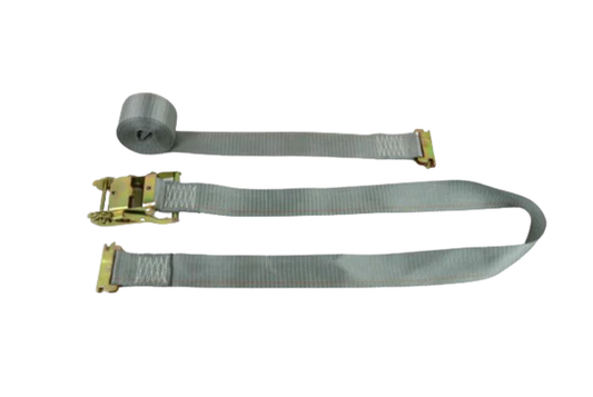 2" x 16' Gray E-Track Ratchet Strap Assembly for Interior Van Cargo Securement - 1,466 lbs WLL