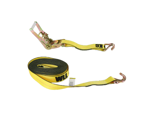 2" x 27' Ratchet Strap with Wire Hooks - Heavy Duty 3,333 lbs Break Strength - Secure Cargo Tiedown