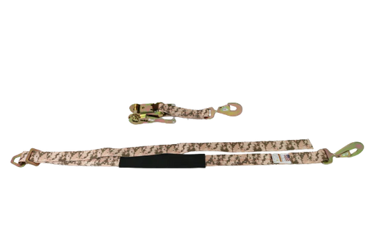 2" x 8' Camo Ratchet Axle Strap Assembly with Snap Hooks