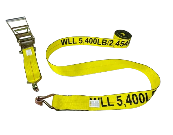 4" x 30' Heavy-Duty Ratchet Strap with Wire Hooks - 5400 lbs Load Capacity - A-4X30RWHK-I