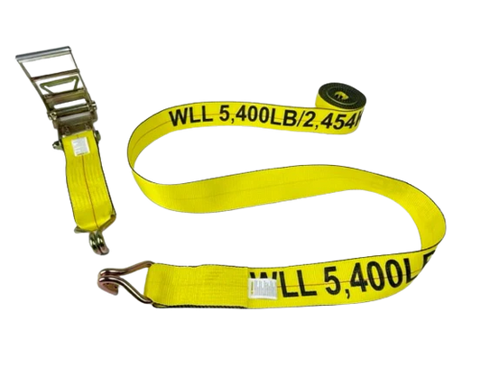 4" x 30' Heavy-Duty Ratchet Strap with Wire Hooks - 5400 lbs Load Capacity - A-4X30RWHK-I