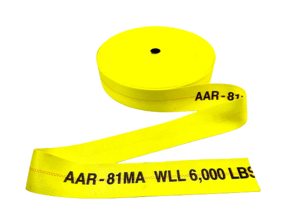 4" AAR Approved Polyester Webbing - 6000 lbs Working Load Limit, 300ft Roll