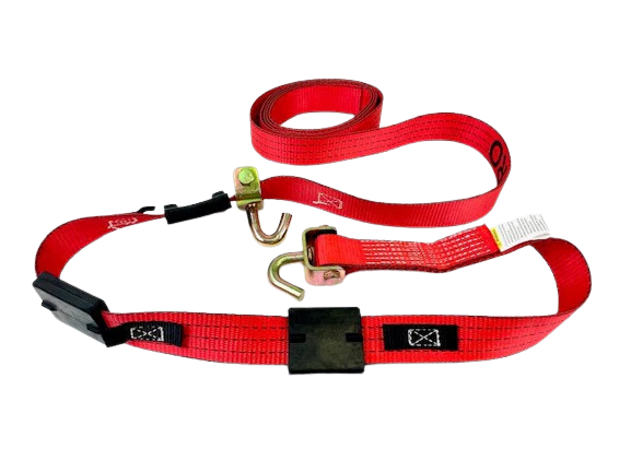 2" x 14' Red TECNIC PRO Webbing Wheel Strap with Swivel J Hooks and Rubber Cleats