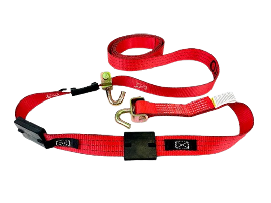 2" x 14' Red TECNIC PRO Webbing Wheel Strap with Swivel J Hooks and Rubber Cleats