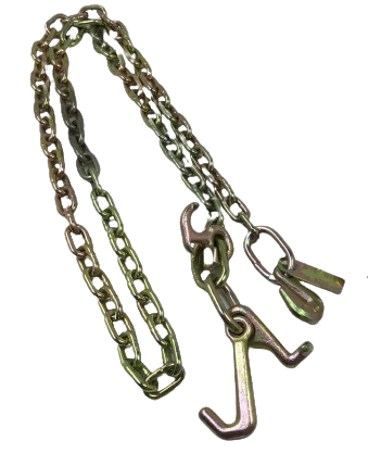 5/16" x 8' G70 Auto Transport Safety Chain with RTJ Cluster Hook and Grab Hook, 4700 lbs WLL