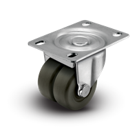 2" Low Profile Swivel Plate Caster - Hard Rubber Dual Wheel - 225 lbs Capacity