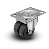 2" Low Profile Swivel Plate Caster - Soft Rubber Dual Wheel - 180 lbs Capacity