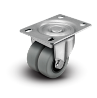 2" Low Profile Swivel Plate Caster - TPR Dual Wheel - 180 lbs Capacity