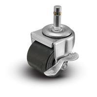 2" Low Profile Swivel Grip Ring Stem Caster w/Brake - Polyolefin Log Wheel - 300 lbs Capacity