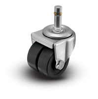 2" Low Profile Swivel Grip Ring Stem Caster - Polyolefin Dual Wheel - 225 lbs Capacity