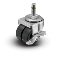 2" Low Profile Swivel Grip Ring Stem Caster w/Brake - Polyolefin Dual Wheel - 225 lbs Capacity