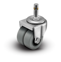 2" Low Profile Swivel Grip Ring Stem Caster - Thermoplastic Rubber Dual Wheel - 180 lbs Capacity