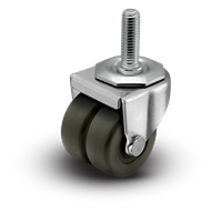 2" Low Profile Swivel Stem Caster - Hard Rubber Dual Wheel (Loden Grey) - 225 lbs Capacity