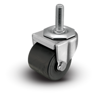 2" Low Profile Swivel Stem Caster - Polyolefin Log Wheel - 300 lbs Capacity