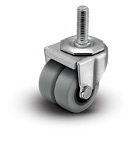 2" Low Profile Swivel Stem Caster - Thermoplastic Rubber (TPR) Dual Wheel - 180 lbs Capacity