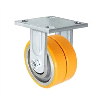 4" x 2" Dual Wheel Caster | Polyurethane on Aluminum | Rigid Maintenance Free Dual Wheel Caster | 1,000 lbs Per Caster