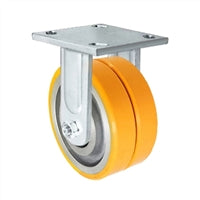 5" x 2" Dual Wheel Caster | Polyurethane on Aluminum | Rigid Maintenance Free Dual Wheel Caster | 1,200 lbs Per Caster