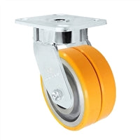 5" x 2" Dual Wheel Caster | Polyurethane on Aluminum | Maintenance Free Dual Wheel Caster | 1,200 lbs Per Caster