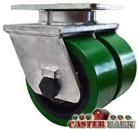 6" x 3" Dual Wheel - Green Poly on Cast iron Swivel Caster - 6,000 lbs Capacity