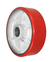 12" x 3" Red Polyurethane on Silver Cast Iron Core - 3,200 lbs Capacity