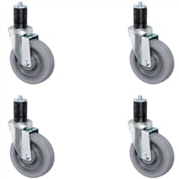 3 inch Gray Caster Wheel Set For Commercial Kitchen Prep Tables, Plain Swivel