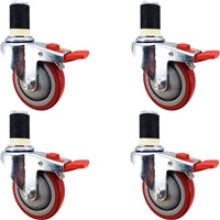 3 inch Caster Wheel Set For Commercial Kitchen Prep Tables, Total Locking Casters