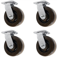 4" X 2" High Temperature Phenolic Wheel | Swivel Caster Set of 4 | 2,400 lbs Capacity Per Set of 4 |