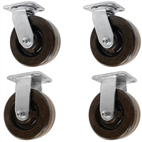 4" X 2" High Temperature Phenolic Wheel | 2 Swivel & 2 Rigid | 2,400 lbs Capacity Per Set of 4