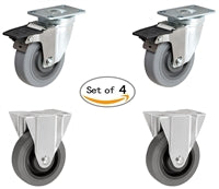 3" X 1-1/4" GRAY THERMO RUBBER CASTER SET OF 4 (NON MARKING) WHEEL - 800 LBS CAPACITY