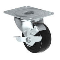 General Duty Swivel Caster with Brake | 2" Diameter Hard Rubber Wheel | 125 lbs capacity