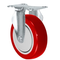 3" X 1.25" Red Polyurethane on Polyolefin Wheel - Rigid Caster - 260 lbs Capacity