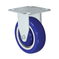 3" x 1-1/4" Rigid Caster | Blue Polyurethane on Polyolefin Core Wheel | 250 lbs Capacity | Plate Size: 3-1/8" x 4-1/8"