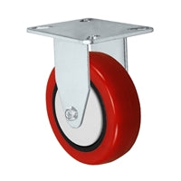 3" x 1-1/4" Rigid Caster | Red Polyurethane on Polyolefin Core Wheel | 250 lbs Capacity | Plate Size: 3-1/8" x 4-1/8"