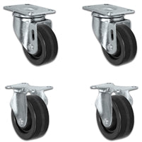 3" X 1.25" Light Duty Phenolic Wheel - 2 Swivel 2 Rigid Caster Set of 4 - 1,200 lbs Capacity Per Set of 4