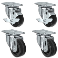 3" X 1.25" Light Duty Phenolic Wheel - 2 Swivel & 2 Locking Casters Set of 4 - 1,200 lbs Capacity Per Set of 4