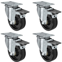 3" X 1.25" Light Duty Phenolic Wheel - Swivel Front Locking Caster Set of 4 - 1,200 lbs Capacity Per Set of 4