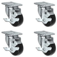 3" X 1.25" Light Duty Phenolic Wheel - Swivel Locking Caster Set of 4 - 1,200 lbs Capacity Per Set of 4