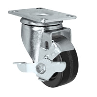 3" X 1.25" Light Duty Phenolic Wheel - Swivel Caster with Top Locking Brake