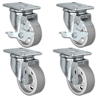 3" X 1.25" Steel Wheel Caster Set of 4 - 2 Locking Swivel & 2 Swivel Casters - 1,400 lbs Capacity Per Set