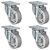 3" X 1.25" Steel Wheel Caster Set of 4 - All Swivel Casters - 1,400 lbs Capacity Per Set