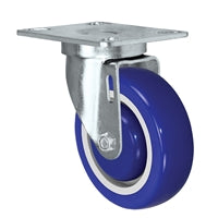 3" x 1-1/4" Swivel Caster | Blue Polyurethane on Polyolefin Core Wheel | 250 lbs Capacity | Plate Size: 3-1/8" x 4-1/8"