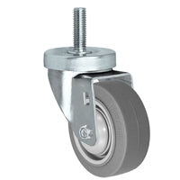 3" Threaded Stem Caster - Swivel Caster with Thermoplastic Rubber Wheel - 225 lbs Per Caster - 1/2" x 1-1/2" Long Threaded Stem Caster