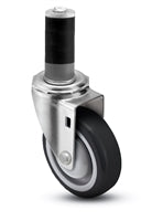 3" X 1-1/4" Swivel Caster | Black Polyurethane on Polyolefin Wheel | 1" Expanding Stem | 300 Lbs Capacity