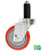 3" X 1-1/4" Swivel Caster | Red Polyurethane on Polyolefin Wheel | 1-1/8" Expanding Stem | 300 Lbs Capacity