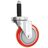 3" X 1-1/4" Swivel Caster | Red Polyurethane on Polyolefin Wheel | 7/8" Expanding Stem | 300 Lbs Capacity