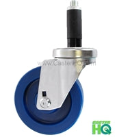 3" X 1-1/4" Swivel Caster | Blue Solid Polyurethane Wheel | 1" Expanding Stem | 300 Lbs Capacity