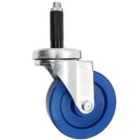 3" X 1-1/4" Swivel Caster | Blue Solid Polyurethane Wheel | 7/8" Expanding Stem | 300 Lbs Capacity