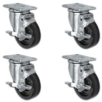 4" X 1.25" Light Duty Phenolic Wheel - 4 Locking Swivel Casters - Set of 4 - 1,400 lbs cap per set of 4