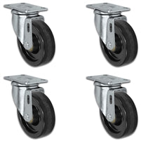 4" X 1.25" Light Duty Phenolic Wheel - Swivel Caster Set of 4 - 1,400 lbs cap per set of 4